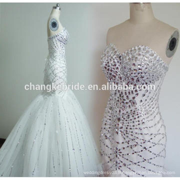 Robe de mariée à la main en soie strass à haute qualité Robe de soirée sexy Sweetheart Customiza